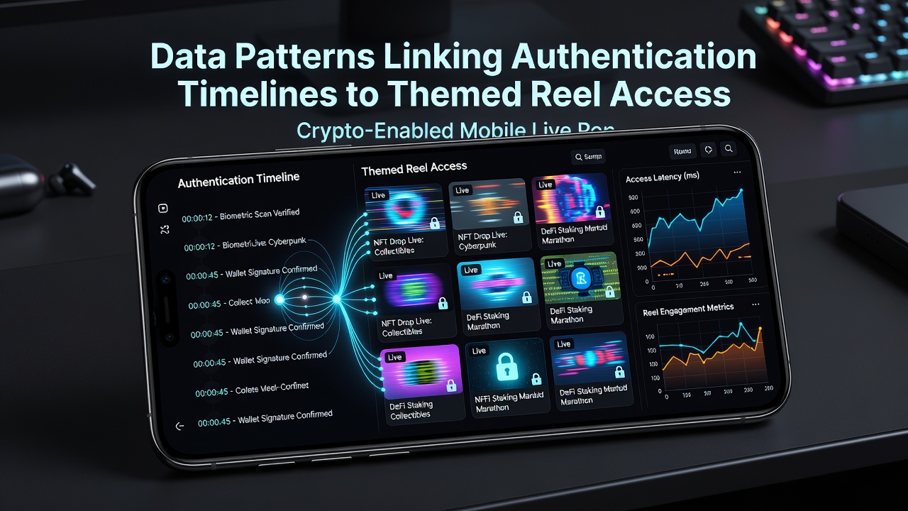 Chart illustrating session data flows between authentication events and themed reel unlocks in live crypto gaming apps