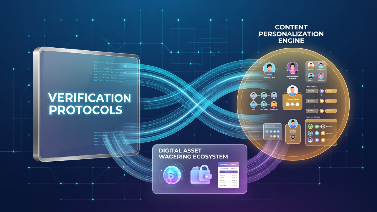 Digital asset wagering interface showing verification layers integrated with personalized game recommendations