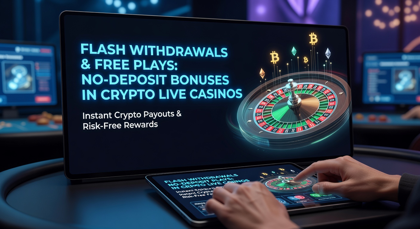Vibrant illustration of lightning-fast crypto transactions and bonus chips in a live casino setting, highlighting speed and free plays
