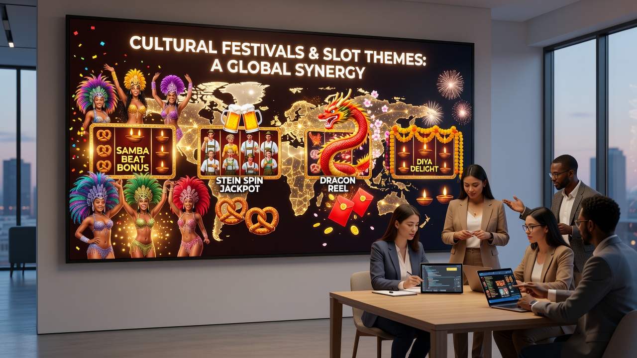 Digital slot machine interface displaying cultural festival themes including lanterns and dragons during seasonal promotions