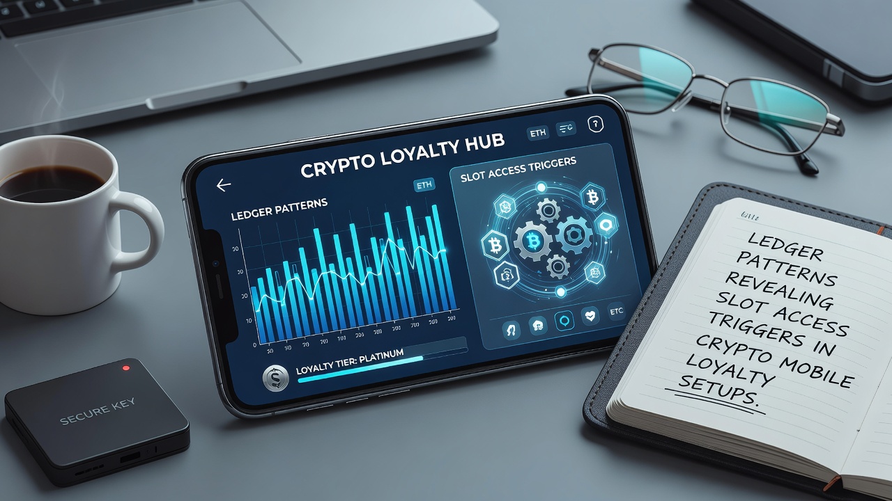 Mobile app interface displaying crypto loyalty rewards and slot access based on ledger analysis